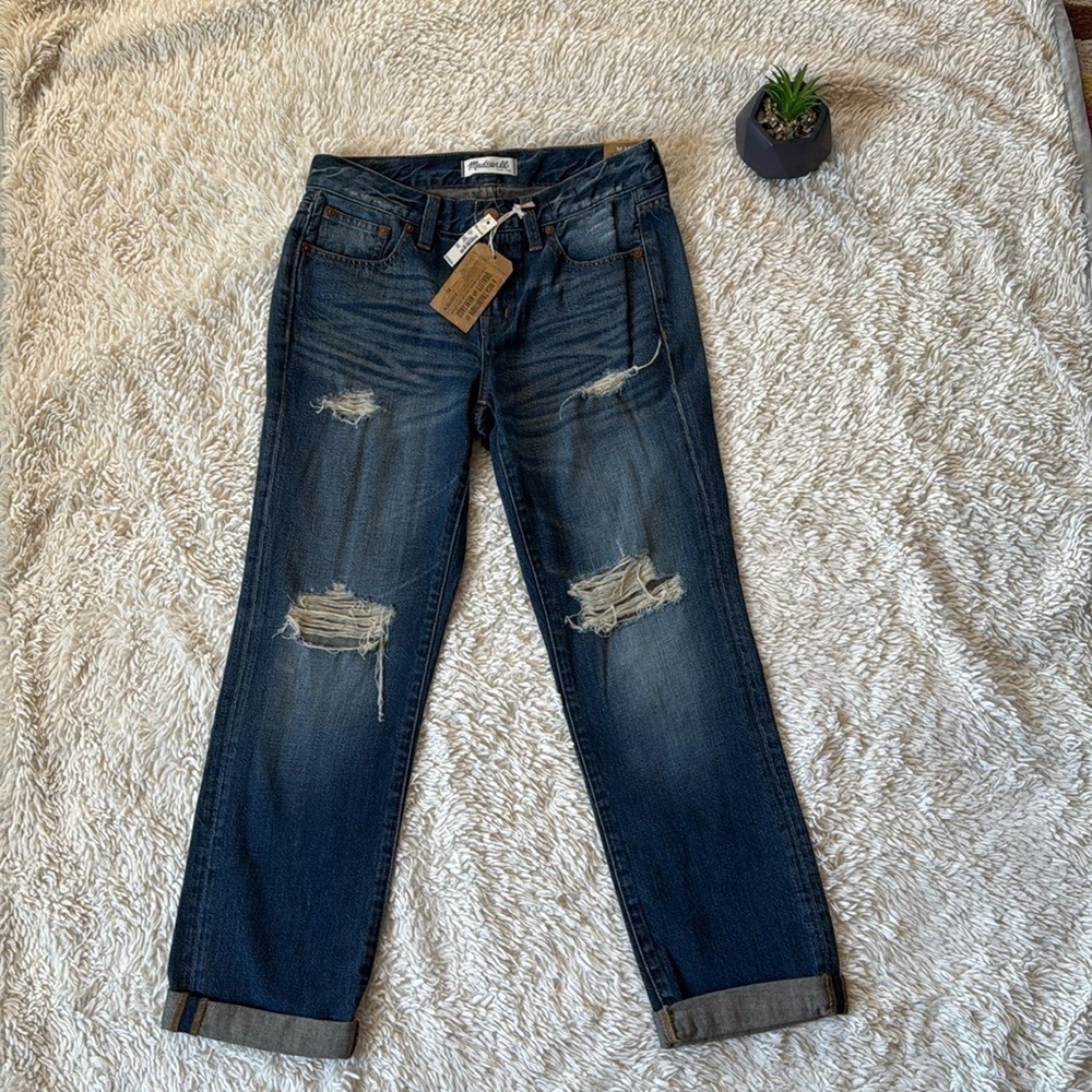 NWT MADEWELL Women's Torn Up Edition Distressed Destroyed Boy Jeans Size 25